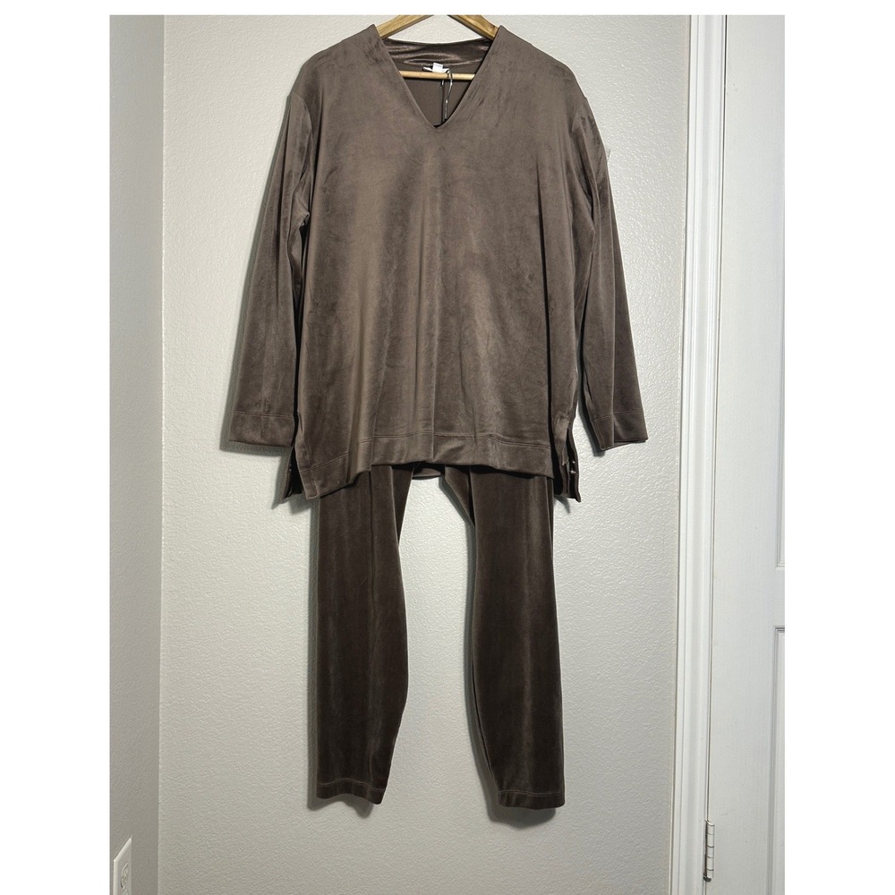 J Jill Pure Jill Brown Velour 2 Piece Cozy Set 2X, Airplane Travel Comfort Plus - Picture 2 of 14